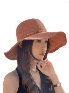 Berets 2023 Women's Summer Leisure Panama FemaleTravel Sunshade Sunscreen Bucket Hat Lady Fashion Beach Straw Hats