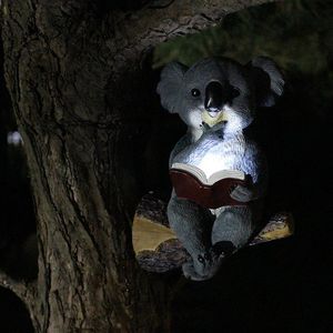 Garden Decorations Home Solar Lamp Gift Cartoon Koala Landscape Statue Art Lawn Funny Resin Craft Ornament Led Animal Outdoor Decor