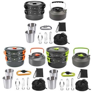 Camp Kitchen Camping Cookware -redskap Camp Cooking Set Handing Pot Pan Kettle Spoon Fork Hnife Outdoor Table Proware P230506