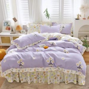 寝具セット北欧の寝具セット花柄のベッドスカート羽毛布団カバー180x220大人