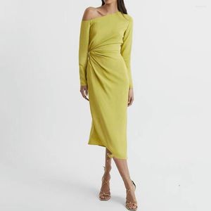 Casual Dresses Women's Asymmetric Midi Dress sned krage hög midja lång