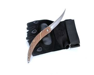 Promozione A1917 Coltello pieghevole tascabile 440C Lama lucidante a specchio Ala di pollo Manico in legno Campeggio esterno Escursionismo Pesca Coltelli EDC con borsa in nylon