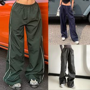 Women's Pants Capris Cotton Parachute Pants Drawstring Female Baggy Pants Elastic Waist Loose Y2k Style Soft Breathable Fashion Cargo Pants 230505