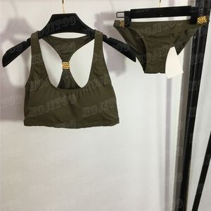 Mulheres roupas de banho dividida designer de biquíni metal fivela terno de banho mulher mulher sexy sem costas coletes de tira de tanga de roupa íntima