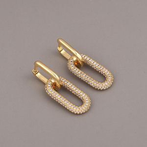 Hoop Huggie esagerazione geometrica micro pavimenta piccoli orecchini pendenti di lusso color oro Cuba piercing all'orecchio per le donne gioielli dichiarazione 230506