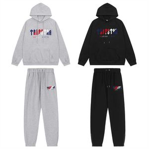 Tasarımcı Giyim Moda Eşofman Hoodie Trendy Trapstar Mavi Kırmızı Havlu İşlemeli Peluş Erkek Kadın Çift Kazak Muhafız Pantolon Gündelik Set Spor Giyim