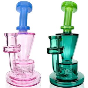 Vintage Premium Double Power Mini Rig Glass Bong Water Hookah 7 polegadas Tubos de fumantes com fábrica de vidro original de Banger pode colocar o logotipo do cliente por DHL UPS CNE