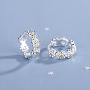 Hoop Earrings Vintage Daisy For Women Girls Cute Flower Engagement Wedding Ear Rings Jewelry Gift Brincos