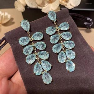 Dangle Earrings -Cracked Light Sea Blue Zirconハイエンドジュエリークリエイティブな贅沢な気質宴会アクセサリーに参加する