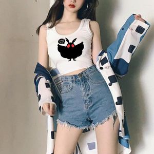 Women's Tanks Mothman Tank Top Korean Fashion 2000s Aesthetic Crop Girl Kawaii Harajuku 90s Cropped