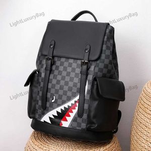 Neue karierte Umhängetasche Männer und Frauen Leder große Kapazität Trend Rucksack Reisetasche Student Schultasche Unisex Computertasche 230506