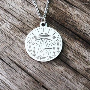 Pendant Necklaces High Quality Stainless Steel Astronomy Enthusiast Necklace Wilderness Outer Space UFO Universe Jewelry