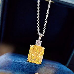 BLING 5CT TOPAZ DIAMOND PENDANT 100% REAL 925 Sterling Silver Party Wedding Pendants Halsband för kvinnor brudlöfte smycken