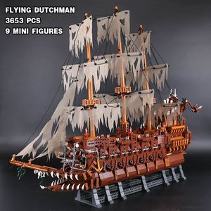 Block Flying Dutchman Boat Netherlands Ship 16016 Creative Caribbean Set Building Bricks Model Birthday Toy Gift 230506