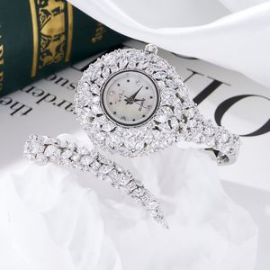 Chain Tirim Luxury Armband Watch For Women AAA Cubic Zircon Crystal Wedding Bridal Party Cuff Armband Watchs SMEEXKE FEMAL Gift 230506