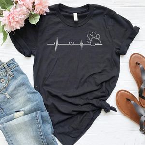 Camiseta feminina camisetas de batida cardíaca Camiseta de cachorro-presente Camisa de presente Mulheres Harajuku Graphic Funny Tees Tops Casual Summer Summer Tumblr Hipster