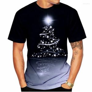 Camisetas masculinas de camisetas unissex masculinas ligeiramente elásticas da árvore de Natal Festival Festival Streetwear