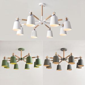 Chandeliers Modern Wooden Chandelier Chinese Style Restaurant Bedroom Solid Wood Living Room Coffee Shop LED Lamp Lights