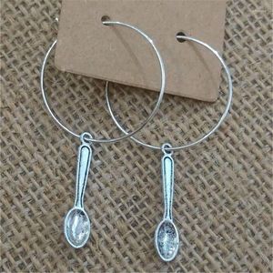 Dangle Earrings Antique Silver Color Hoop With Alloy Tiny Spoon Tableware Boho