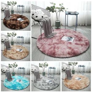 Carpets Faux Fur Round Carpet For Living Room Kids Long Plush Rugs Bedroom Rest Area Play Tents Rug Floor Door Anti-skid Mats