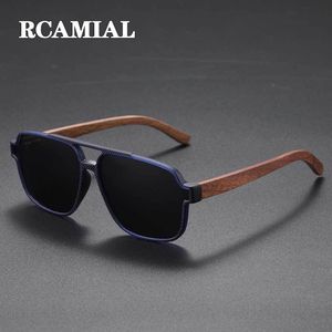 Óculos de sol RCAMIAL Óculos de sol Lente polarizada UV400 Feito artesanal de madeira de madeira de bambu natural Vintage Sun Glasses For Men Mulheres 61624 230506