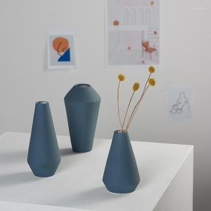 Vasen handgefertigte Zen-Trockenblumen Wohnzimmer moderne und einfache Keramik kreative Ornamente kleine frische blaue Arrangemen