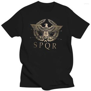 Męskie koszulki T SPQR Roman Empire Standard Shield Tee Shirt Crewneck Picture Custom Mans Retro US rozmiar S-6xl Big