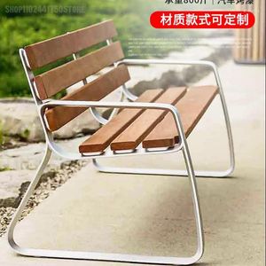 Camp Furniture Custom Bench Outdoor Chair Courtyard Iron Park Seat Stainless Steel Casual Stool Plastic Wood Solid