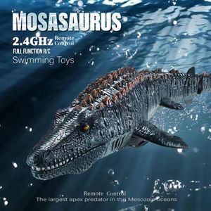 2.4G Fernbedienung Dinosaurier für Kinder Mosasaurus Tauchen Spielzeug Rc Boot mit leichtem Sprühwasser für Schwimmbad Badezimmer Badespielzeug