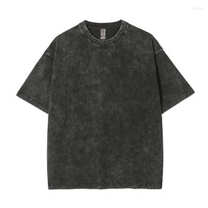 Men's T Shirts Fried Snowflake Retro Heavy Duty Cotton T-shirt Men's And Women's Washed Off Shoulder All Loose Top For Out