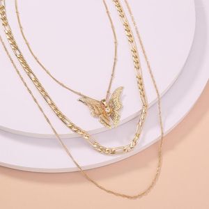 Anhänger Halsketten Glänzende Schmetterling Halskette Damen Exquisite Mode Mehrschichtige Schlüsselbeinkette Schmuck Für Geschenk
