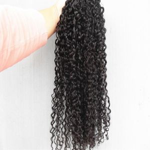 Brazilian Human Virgin Remy Clip Ins Hair Extensions New Curly Weft Black Color Thicker Double Drawn274s