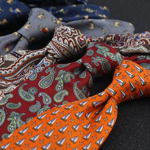 Business 9cm Print Mens Ties Polyester Silk Hand Necktie Floral Paisley Fit Men's Wedding Party Workplace Tie