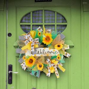 Decorative Flowers Realistic Artificial Garland Not Wither Long Lasting Spring Mood Simulation Wreath Sunflower Flower Living Room Decor