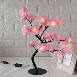 Table Lamps Party USB Tree LED Decor Lamp Wedding Gift Bouquet Home Rose Lights Light