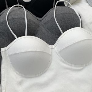 Kadın Tankları Kadın Sakinsiz mahsul üst iç çamaşırı göğüs yastığı V-şekilli Camisole ince kayışlar çizgili bralette iç çamaşırı tek parça tüp üstleri