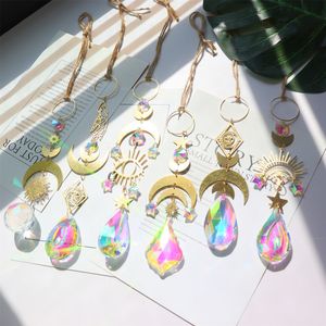 Garden Decorations 6st Crystal Light Collection Pendant Creative Chic Rainbow Catcher Lotus Moon Sun Window Supplies For Family Friend Gift 230506