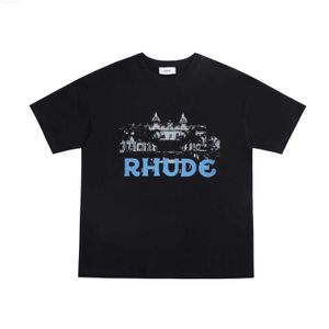 Дизайнер T Shir Mens Shirs Summer Collection Rhude Tshir негабаритный тяжелый ткани платье топ Qualiy Shir