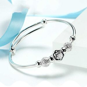 Bettelarmbänder arbeiten 925 Sterlingsilber-Frauen-Stulpe-Armband glückliches Boho wulstiges Charme-Armband-Mädchen-Partei-Schmuck-Geschenke AA230506 um