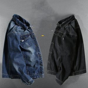 Herrjackor jeans märke denim jacka plus size s-7xl vår och höst mode trend rippad