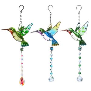 Decorazioni da giardino Ciondolo colibrì appeso in cristallo Rainbow Maker Acchiappasole Soggiorno per finestre Ornamenti per ufficio 230506