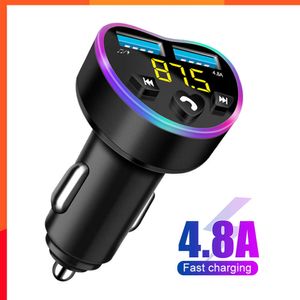Nowy automatyczna ładowarka samochodowa Bluetooth 5.0 Zestaw samochodowy MP3 Dual USB szybkie ładowanie bezprzewodowe modulator FM dla 12V