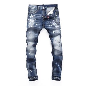 DSQ slim blue Jeans da uomo Cool Guy Jeans buco Classic Hip Hop Rock Moto Casual Design Distressed Denim Jeans DSQ2 404