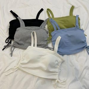 Kvinnors tankar 2023 Casual Cotton Camis Kvinnor med BRA -pad -dragkörningskörd Toppar Sporttank mjuk rygglös för Camisole