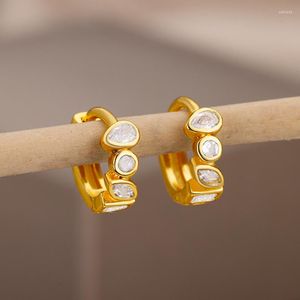 Hoop Earrings UILZ Mini CZ Zircon Gold Plated For Women 2023 Trendy Circle White Waterdrop Small Aesthetic Jewelry