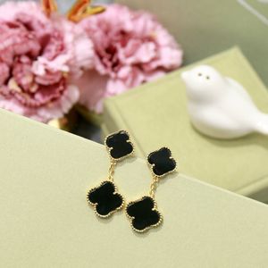 Designer Van Clover Stud Four Leaf Flower Internet celebrity Fashion Women Jewelry Gold Earrings Woman Luxury High Quality Accessories For dinner Party Earing 33