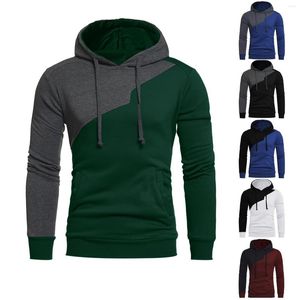 Erkek Hoodies 6 Renkler Erkek Sonbahar ve Kış Pullover Moda Günlük Dikiş Kontrast Kaburga Ağız Uzun Kollu Dantel Kapşonlu Kazak