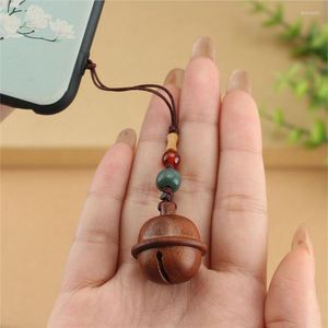 Keychains Rosewood Bell kan öppna hänge kinesiska forntida nyckelring Kawaii Tinker Bead Phone Charm Sachet Storage Bottle