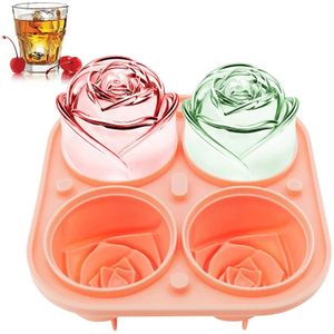 Silikon Rose Ice Cube Forms med lock 3D Rose Flower Shape Reusable Ice Cube Tray Ice Cream Maker Tool Kök Tillbehör