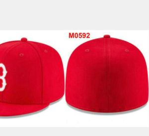 Ready Stock Wholesale High Quality Men's Boston Sport Team Fitted Caps SOX Flat Brim on Field Hats Full Closed Design Size 7- Size 8 Fitted Baseball Gorra Casquette A5